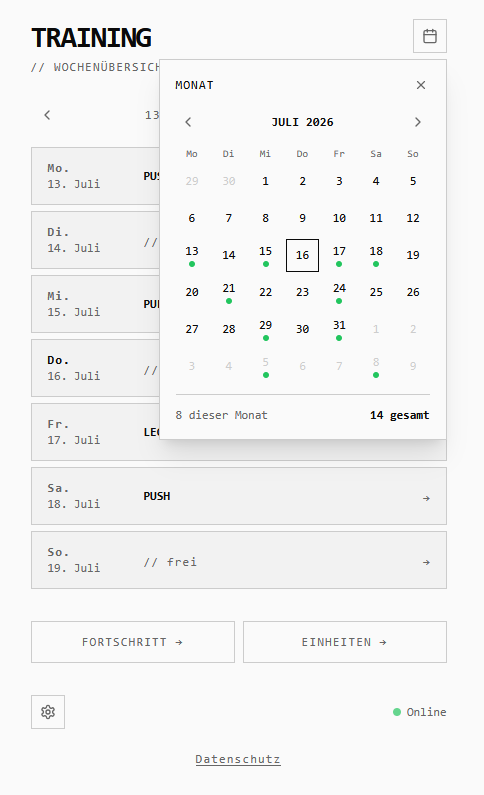 Monatskalender in Kraftnation
